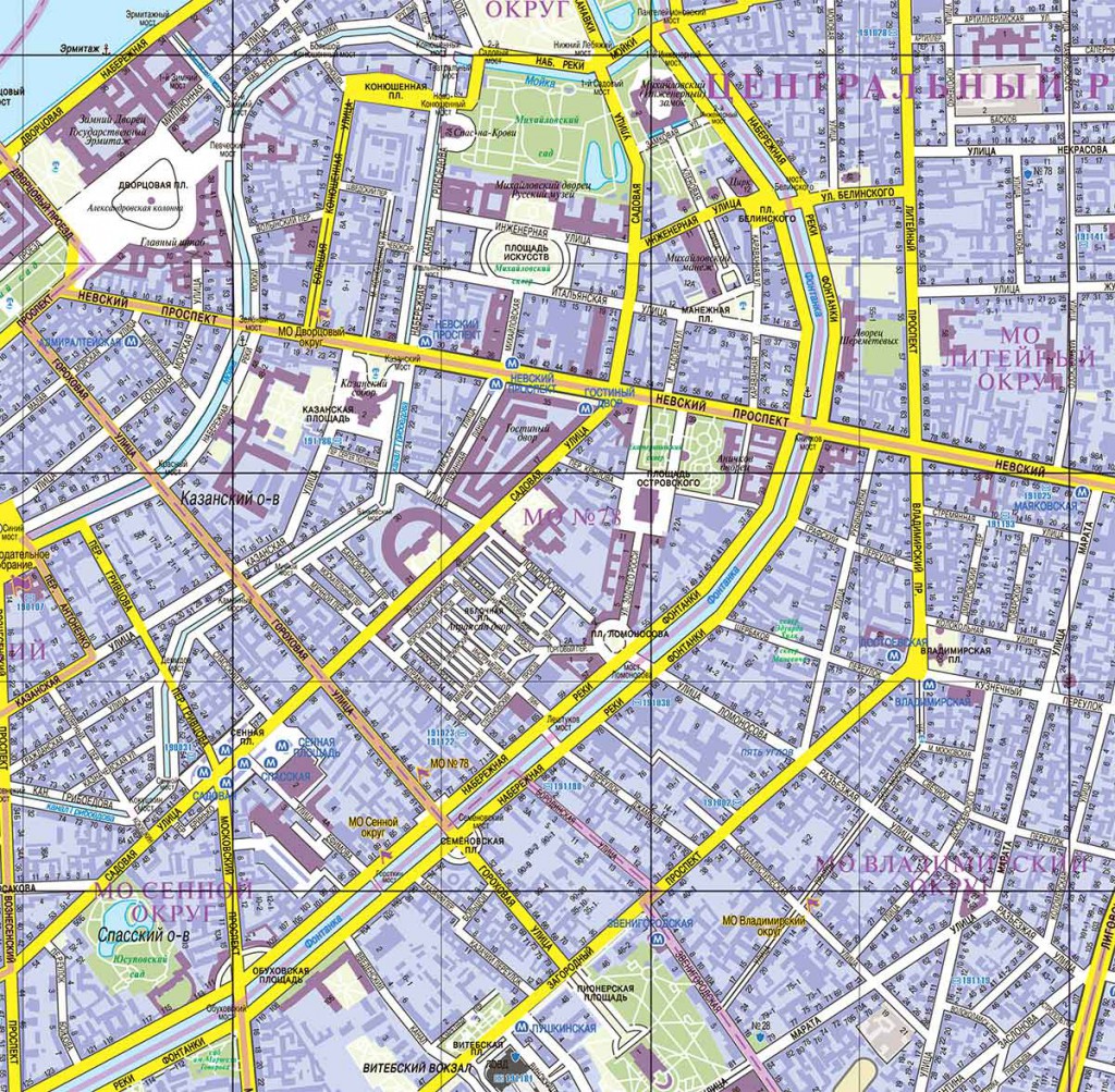 Карта санкт петербурга с улицами и домами и магазинами